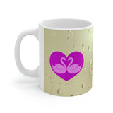 Purple Swans inside the heart Mug 11oz