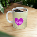 Purple Swans inside the heart Mug 11oz
