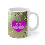 Purple Swans inside the heart Mug 11oz