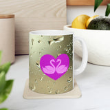 Purple Swans inside the heart Mug 11oz