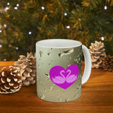 Purple Swans inside the heart Mug 11oz