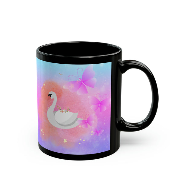 Swan  Black Mug