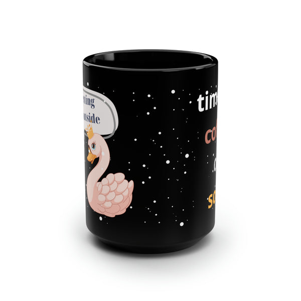 Coffee or Soup Swan Black Mug, 15oz