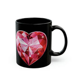 Diamond Swans Heart Black Mug