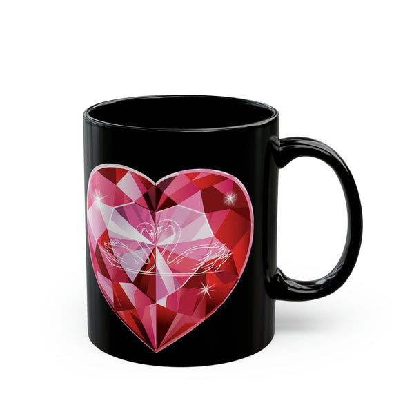 Diamond Swans Heart Black Mug