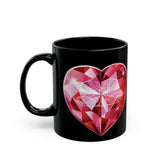 Diamond Swans Heart Black Mug