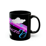 I Love Swan with rainbow Black Mug