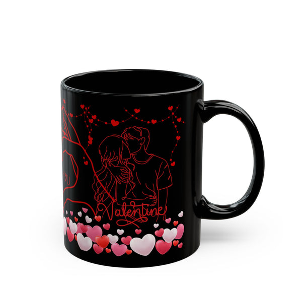 Happy Valentine  Black Mug