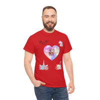 Christmas Heart Swans Unisex Heavy Cotton Tee