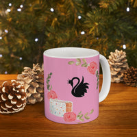 Black Swan with Flowers  Ceramic Mug 11oz