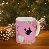 Black Swan with Flowers  Ceramic Mug 11oz