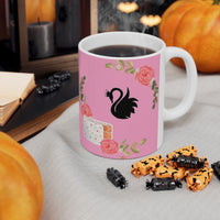 Black Swan with Flowers  Ceramic Mug 11oz