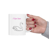 I Love Swan White Ceramic Mug New