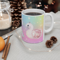 Pink swan with unicorn