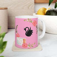 Black Swan with Flowers  Ceramic Mug 11oz