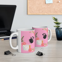 Black Swan with Flowers  Ceramic Mug 11oz
