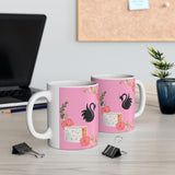 Black Swan with Flowers  Ceramic Mug 11oz
