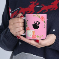 Black Swan with Flowers  Ceramic Mug 11oz