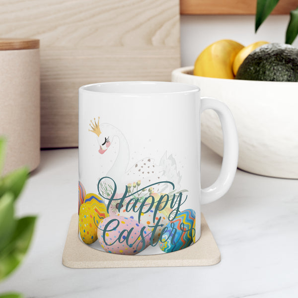 Happy Easter Swan Ceramic Coffee Mug
