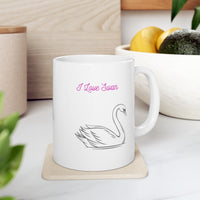 I Love Swan White Ceramic Mug New