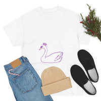 Unisex Heavy Cotton Tee With cute Pink Swan figure