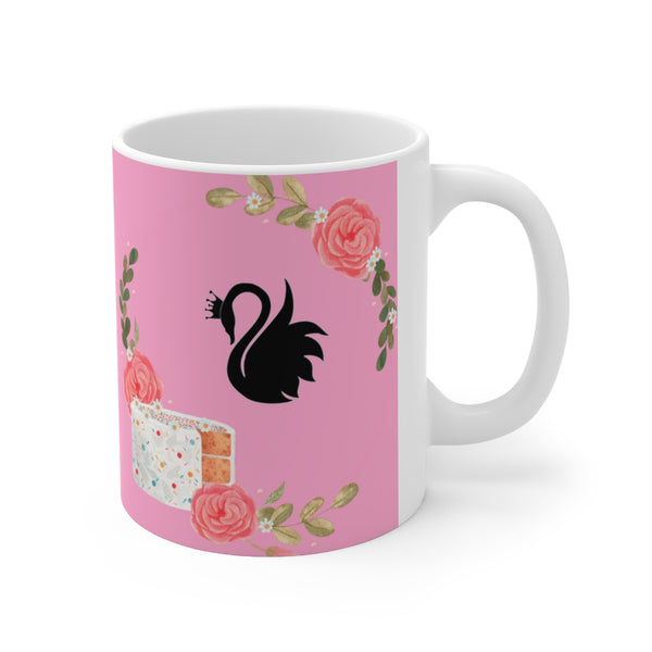 Black Swan with Flowers  Ceramic Mug 11oz