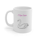 I Love Swan White Ceramic Mug New
