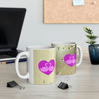 Purple Swans inside the heart Mug 11oz
