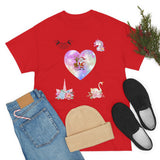 Christmas Heart Swans Unisex Heavy Cotton Tee