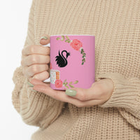 Black Swan with Flowers  Ceramic Mug 11oz