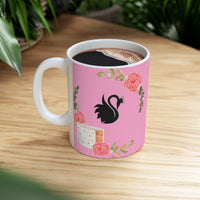 Black Swan with Flowers  Ceramic Mug 11oz