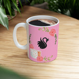 Black Swan with Flowers  Ceramic Mug 11oz